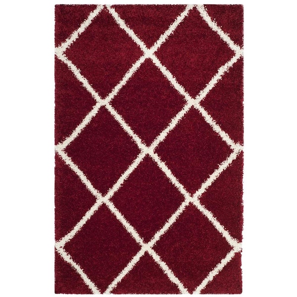 Flowers First 4 x 6 ft. Hudson Shag Power Loomed Rug, Red & Ivory - Small Rectangle FL1868176 - main